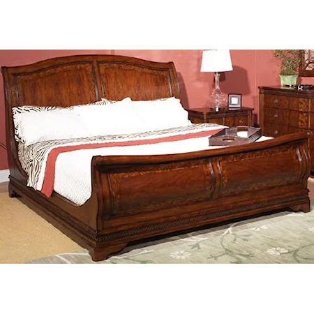 King-Size Scrolled Sleigh Bed